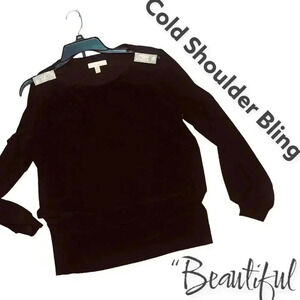 Amazing Long Sleeve Cold Shoulder Top with BLING.